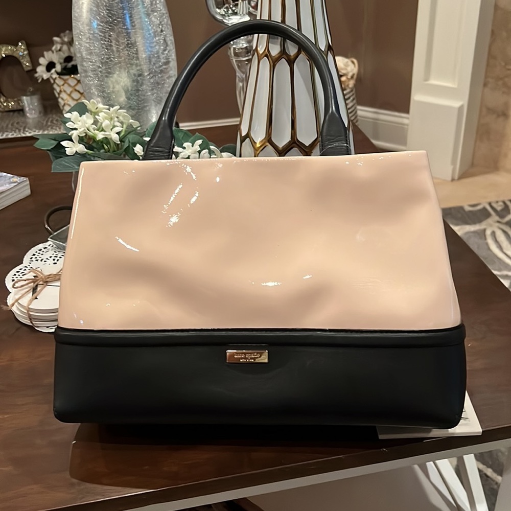 Kate Spade Pink Black Patent Leather Satchel Handbag - Picture 2 of 16